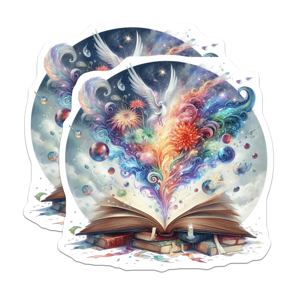 (2 Pack) Magical Book Magnets - Whimsical Reader Decor - Fantasy Art Literary Librarian Teacher Study - 5 Inches On Longest Side - Thick Durable Magnet - Made in USA - MAG37902