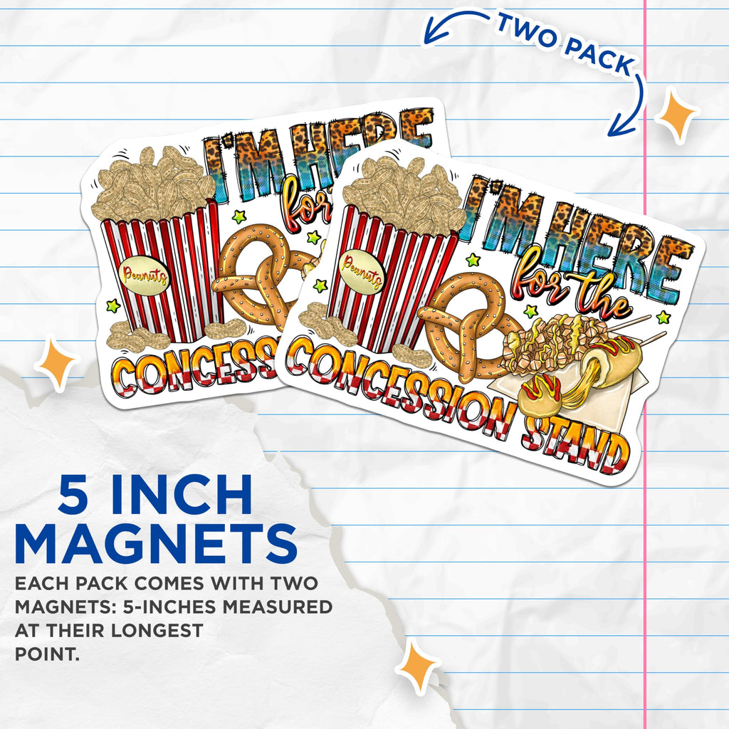 (2 Pack) Concession Stand Magnets - Fun Foodie Fridge Decor - Snack Lover Kitchen Accessory - 5 Inches On Longest Side - Thick Durable Magnet - Made in USA - MAG28473