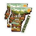 (2 Pack) Vermont State Stickers - Scenic Vermont Travel Decals - Retro Vermont Souvenir Stickers - 5" On Longest Side - Sticks to Smooth Flat Surfaces - Made in USA - BMCS5541