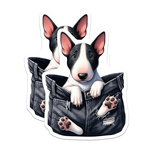 (2 Pack) Bull Terrier Magnets - Cute Dog Fridge Magnet - Animal Magnet - 5" On Longest Side - for Cars, Fridges, Toolboxes - Made in USA - MAG3953