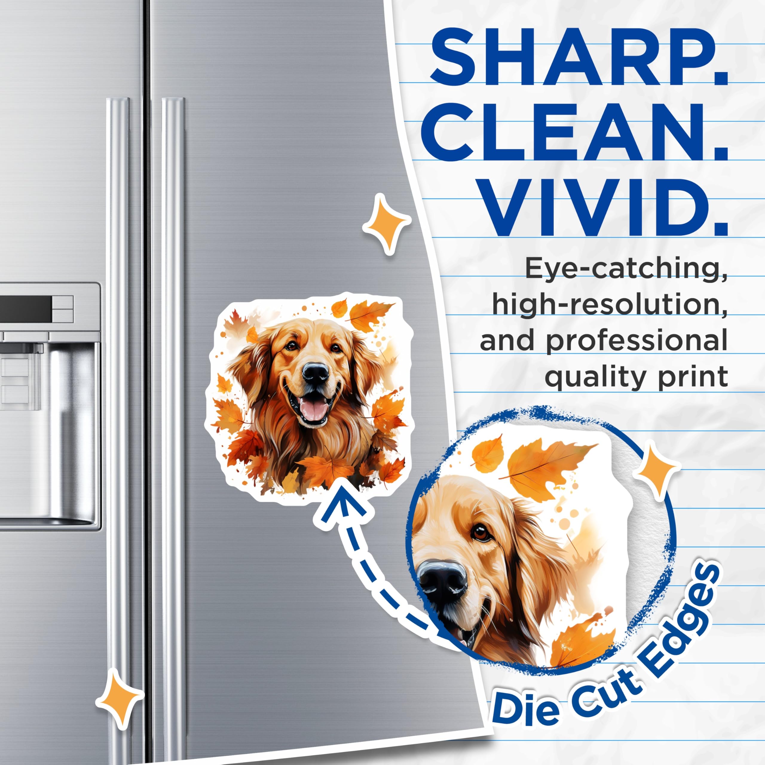 (2 Pack) Golden Retriever Magnets - Autumn Fall Dog Lover Refrigerator Decor - Pet Parent Fridge Art - 5 Inches On Longest Side - Thick Durable Magnet - Made in USA - MAG25182