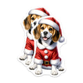 (2 Pack) Christmas Beagle Magnets - Santa Dog Refrigerator - Holiday Pet Locker Decor - 5 Inches On Longest Side - Thick Durable Magnet - Made in USA - MAG28985