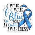 (2 Pack) Diabetes Awareness Stickers - Blue Ribbon Stickers - Support Health Cause Stickers - 5" On Longest Side - Sticks to Smooth Flat Surfaces - Made in USA - BMCS3818