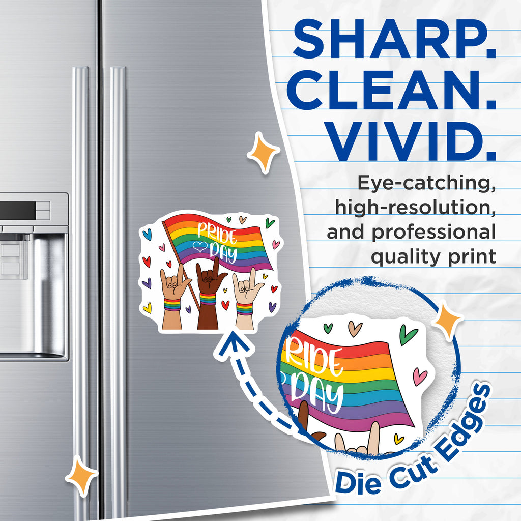 (2 Pack) Pride Day Magnets - LGBTQ+ Rainbow Flag - Inclusive Ally Art Fridge Decor - 5 Inches On Longest Side - Thick Durable Magnet - Made in USA - MAG38550