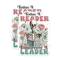 (2 Pack) Skeleton Reader Stickers - Inspirational Book Stickers - Motivational Reading Leader Decals - 5" On Longest Side - Sticks to Smooth Flat Surfaces - Made in USA - BMCS6544