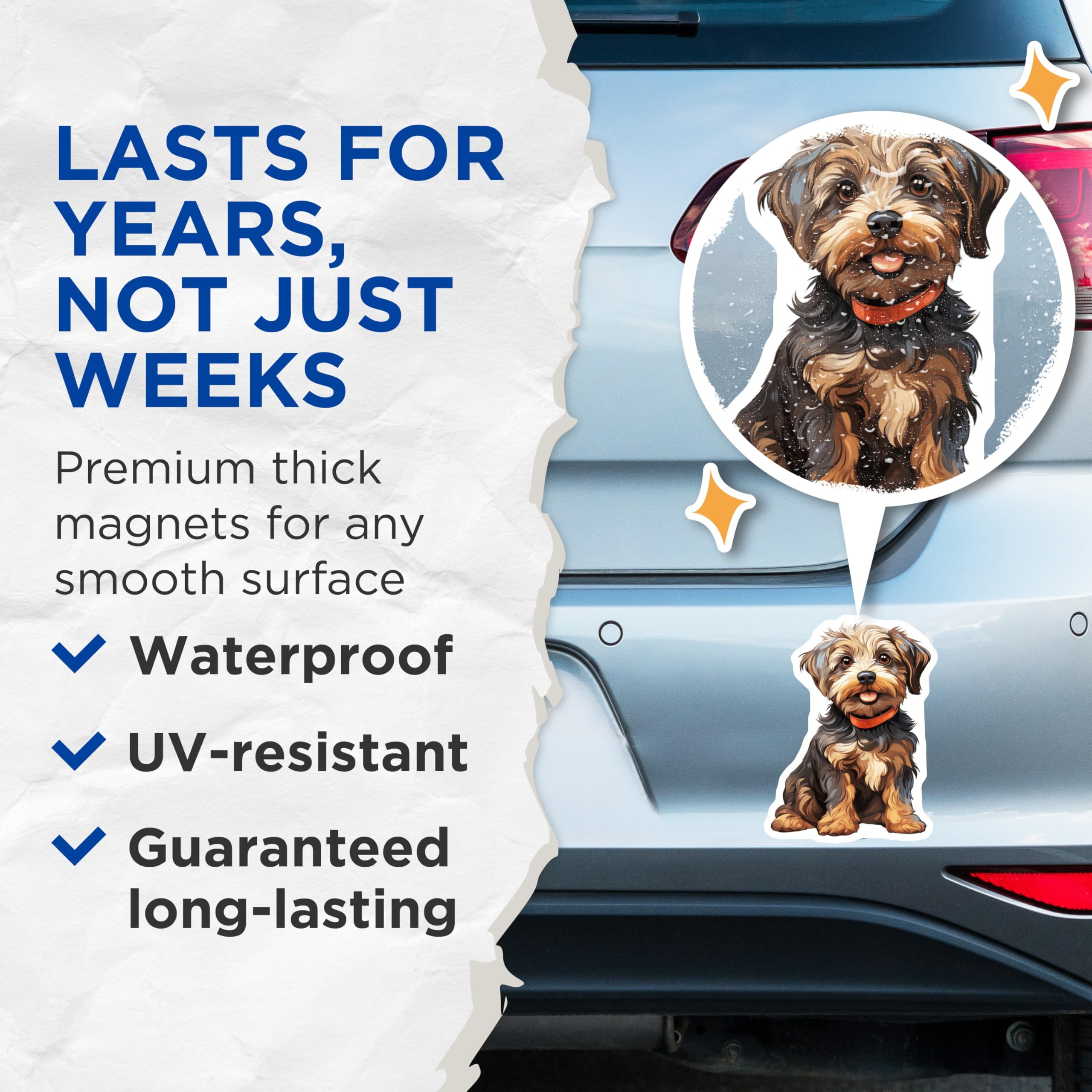 (2 Pack) Yorkshire Terrier Puppy Dog Magnets - Adorable Animal Lover Magnet Set - Fridge Locker Office Decoration - 5 Inches On Longest Side - Thick Durable Magnet - Made in USA - MAG24849