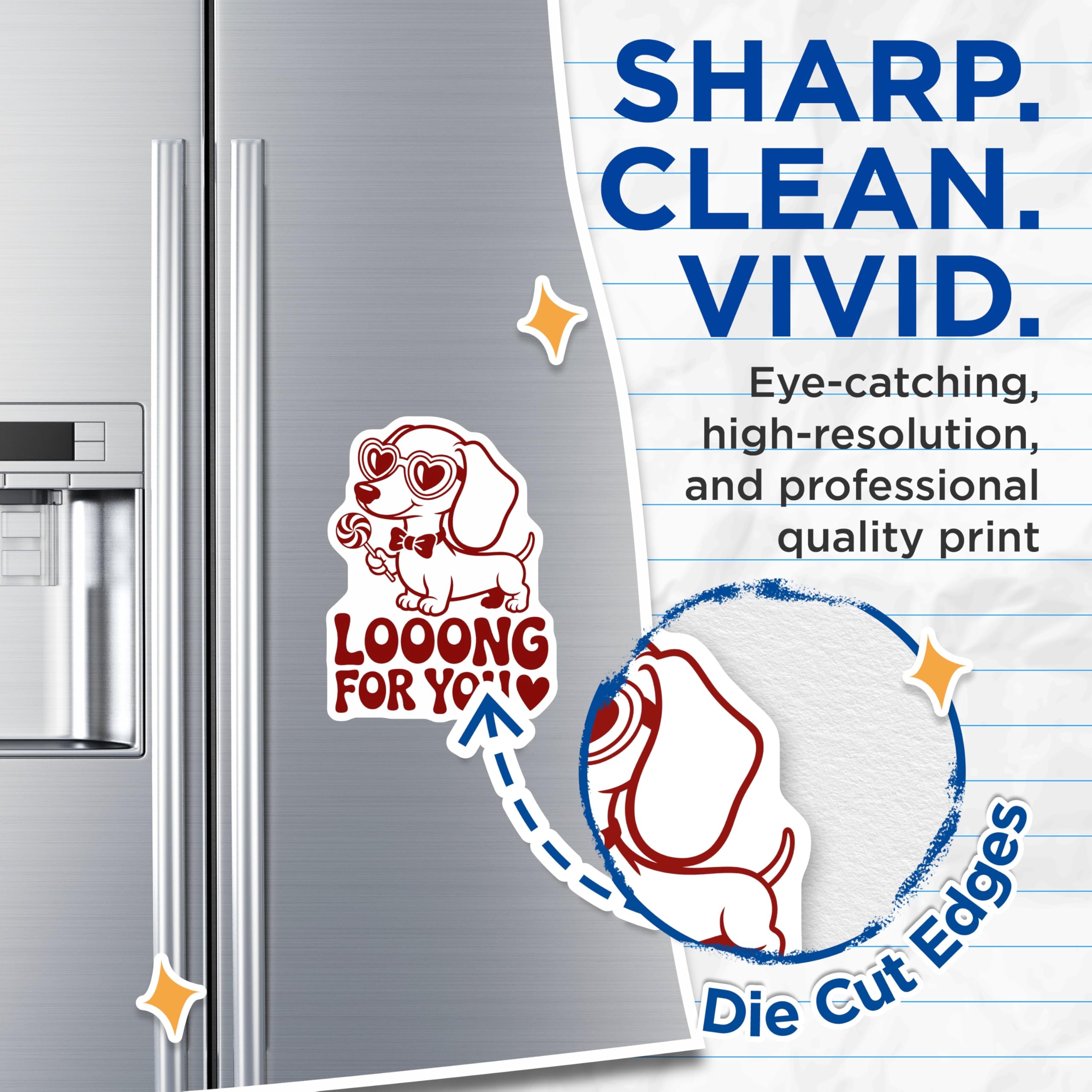 (2 Pack) Dachshund Magnets - Wiener Dog Love Decor - Cute Puppy Refrigerator Art - Funny Pet Lover Souvenir - Valentines Day - 5 Inches On Longest Side - Thick Durable Magnet - Made in USA - MAG21646