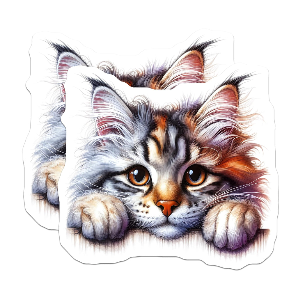 (2 Pack) Maine Coon Cat Magnets - Cute Kitten Decor - Fridge Magnets - 5" On Longest Side - Premium Magnet - for Cars, Refrigerators, Toolboxes, Lockers - Made in USA - MAG15476