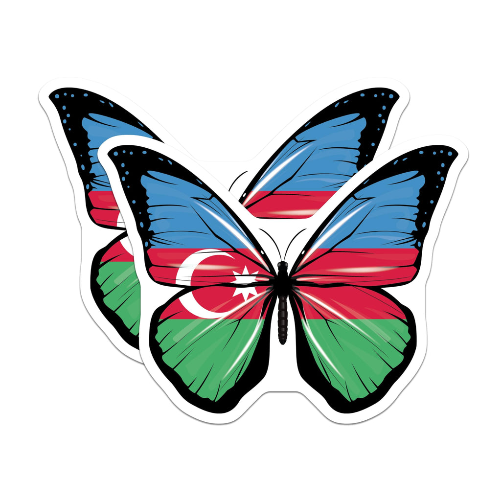 (2 Pack) Azerbaijan Flag Butterfly Magnets - National Pride - Country Symbol Decor - 5" On Longest Side - Premium Magnet - for Cars, Refrigerators, Toolboxes, Lockers - Made in USA - MAG18567