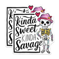 (2 Pack) Kinda Sweet Kinda Savage Magnets - Funny Skeleton - Cute Skeleton Magnets - 5" On Longest Side - for Cars, Fridges, Toolboxes - Made in USA - MAG4405