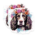 (2 Pack) Watercolor Springer Spaniel Magnets - Flower Crown Dog Art - Pet Lover Home Decor - 5 Inches On Longest Side - Thick Durable Magnet - Made in USA - MAG24294