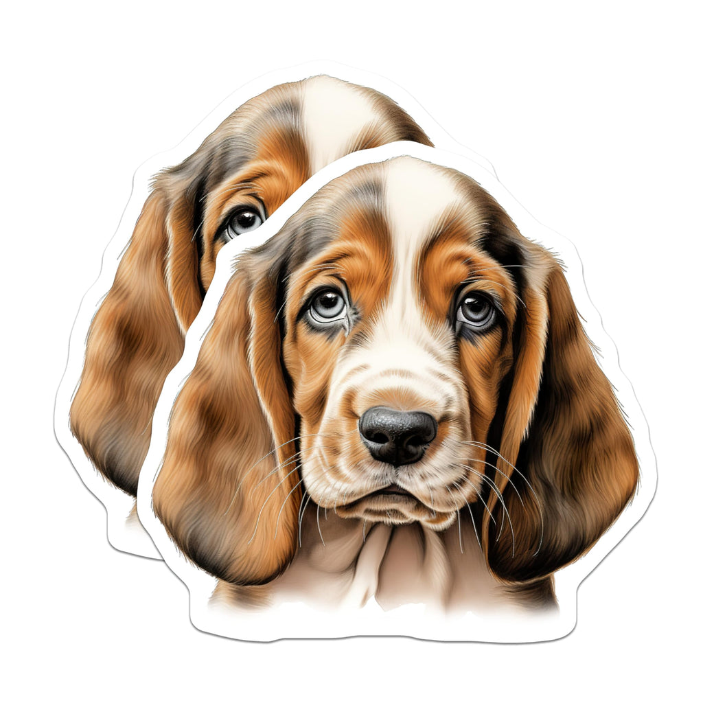 (2 Pack) Basset Hound Puppy Magnets - Cute Dog Lover Accessories - Pet Enthusiast Refrigerator Locker Office Home Decorations - 5 Inches On Longest Side - Thick Durable Magnet - Made in USA - MAG23320
