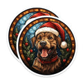 (2 Pack) Christmas Dog Magnets - Santa Hat Retriever - Holiday Pet Decor Accent - 5 Inches On Longest Side - Thick Durable Magnet - Made in USA - MAG27608