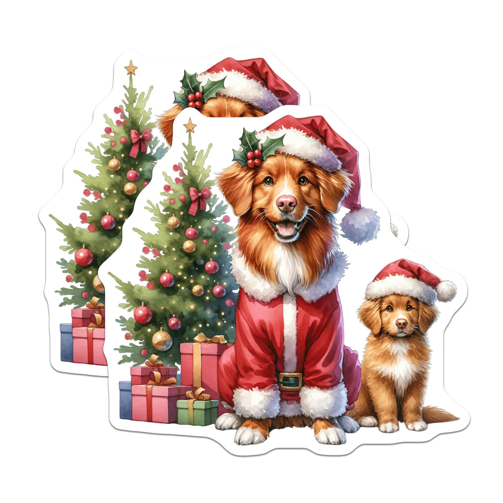 (2 Pack) Christmas Dog Magnets - Santa Puppy - Holiday Pet Decor - 5 Inches On Longest Side - Thick Durable Magnet - Made in USA - MAG30845