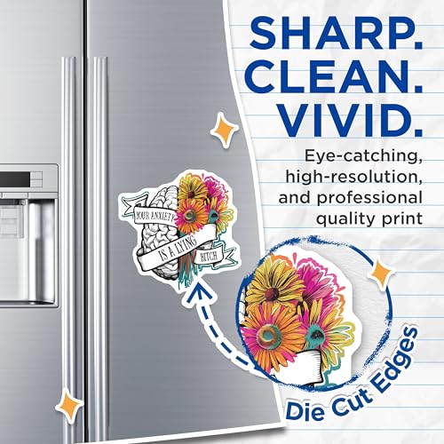 (2 Pack) Inspirational Brain and Flowers Magnets - Motivational Quote - 5" On Longest Side - for Cars, Fridges, Toolboxes - Made in USA - MAG7676