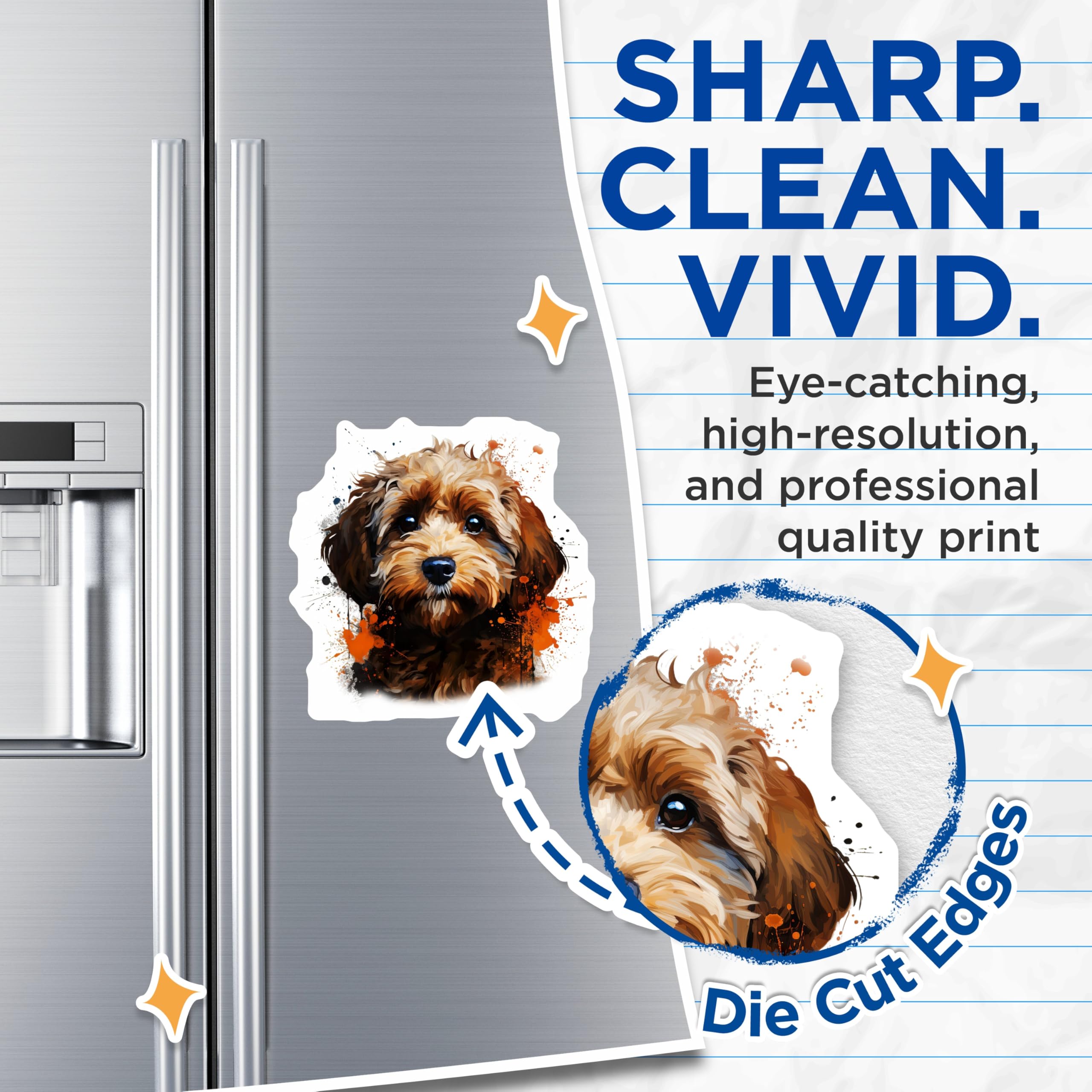 (2 Pack) Goldendoodle Puppy Magnets - Watercolor Dog Art - Pet Lover Fridge Decor - 5 Inches On Longest Side - Thick Durable Magnet - Made in USA - MAG28792