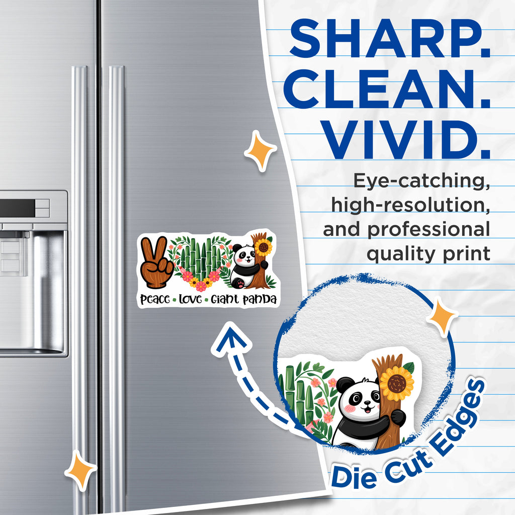 (2 Pack) Peace Love Giant Panda Magnets - Cute Animal Fridge Decor - Whimsical Nature Theme - 5 Inches On Longest Side - Thick Durable Magnet - Made in USA - MAG39764