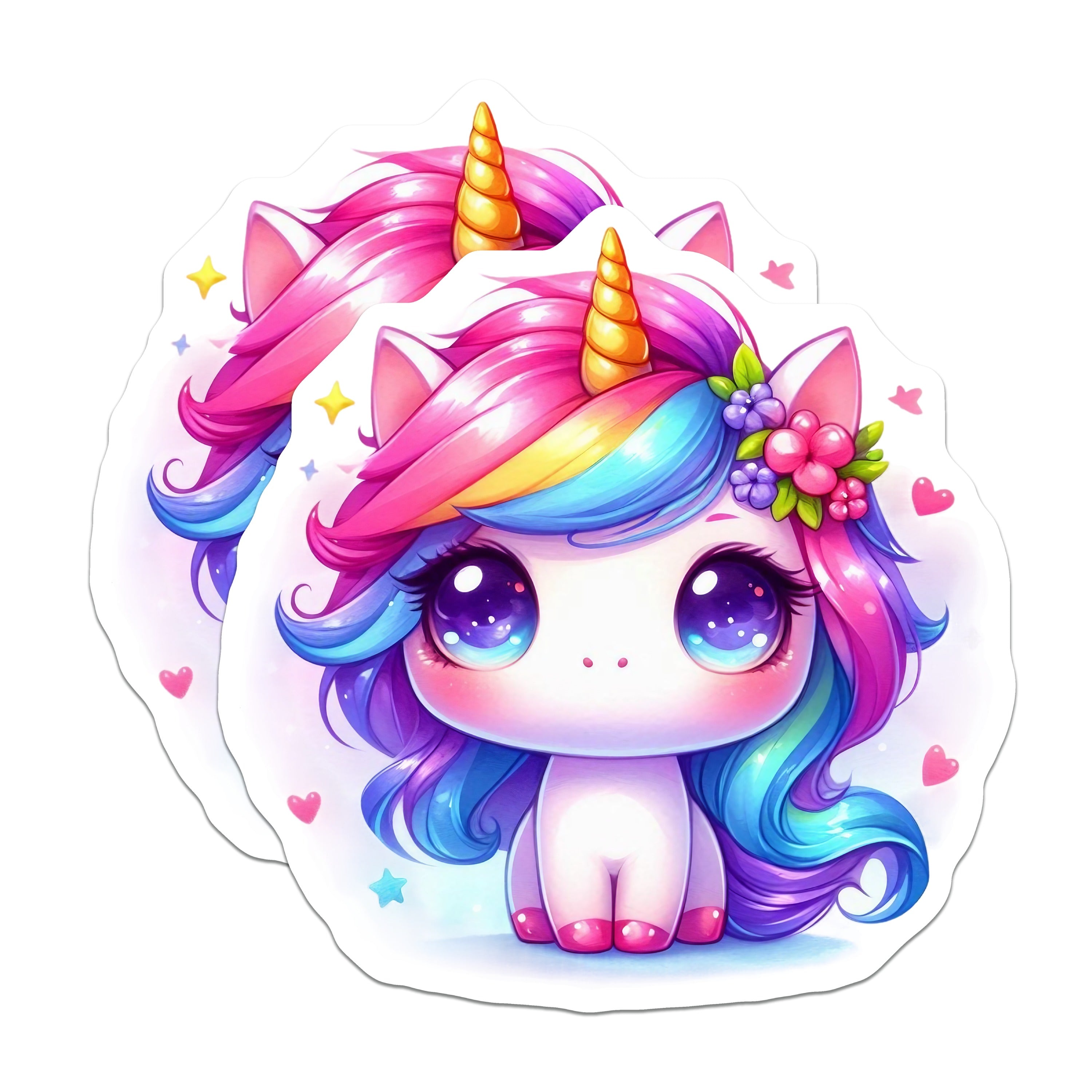 (2 Pack) Cute Unicorn Magnets - Rainbow Mane Fridge Decor - Fantasy Kawaii Art - 5 Inches On Longest Side - Thick Durable Magnet - Made in USA - MAG36515