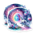 (2 Pack) Unicorn Magnets - Rainbow Portal Art - Magical Fantasy Creature - Dreamcore Aesthetic Decor - Cosmic Scene Artwork - 5 Inches On Longest Side - Thick Durable Magnet - Made in USA - MAG39371