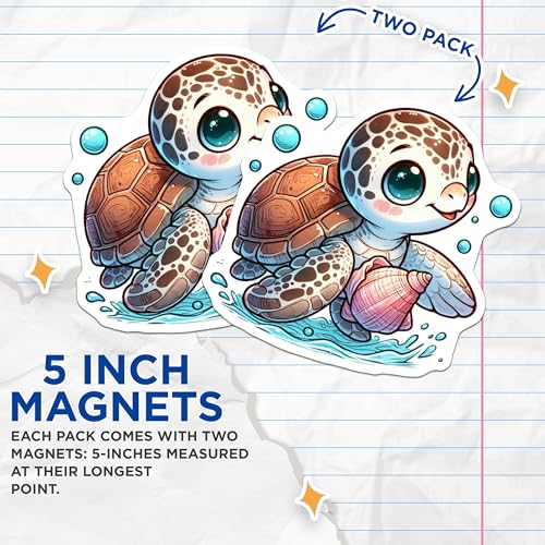 (2 Pack) Sea Life Home Decor Magnet - 5" On Longest Side - Sticks to Smooth Flat Surfaces - Made in USA - MAG10102