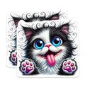 (2 Pack) Goofy Cat Magnets - Cute Kitten Art - Fun Animal Decor - 5" On Longest Side - Premium Magnet - for Cars, Refrigerators, Toolboxes, Lockers - Made in USA - MAG16087