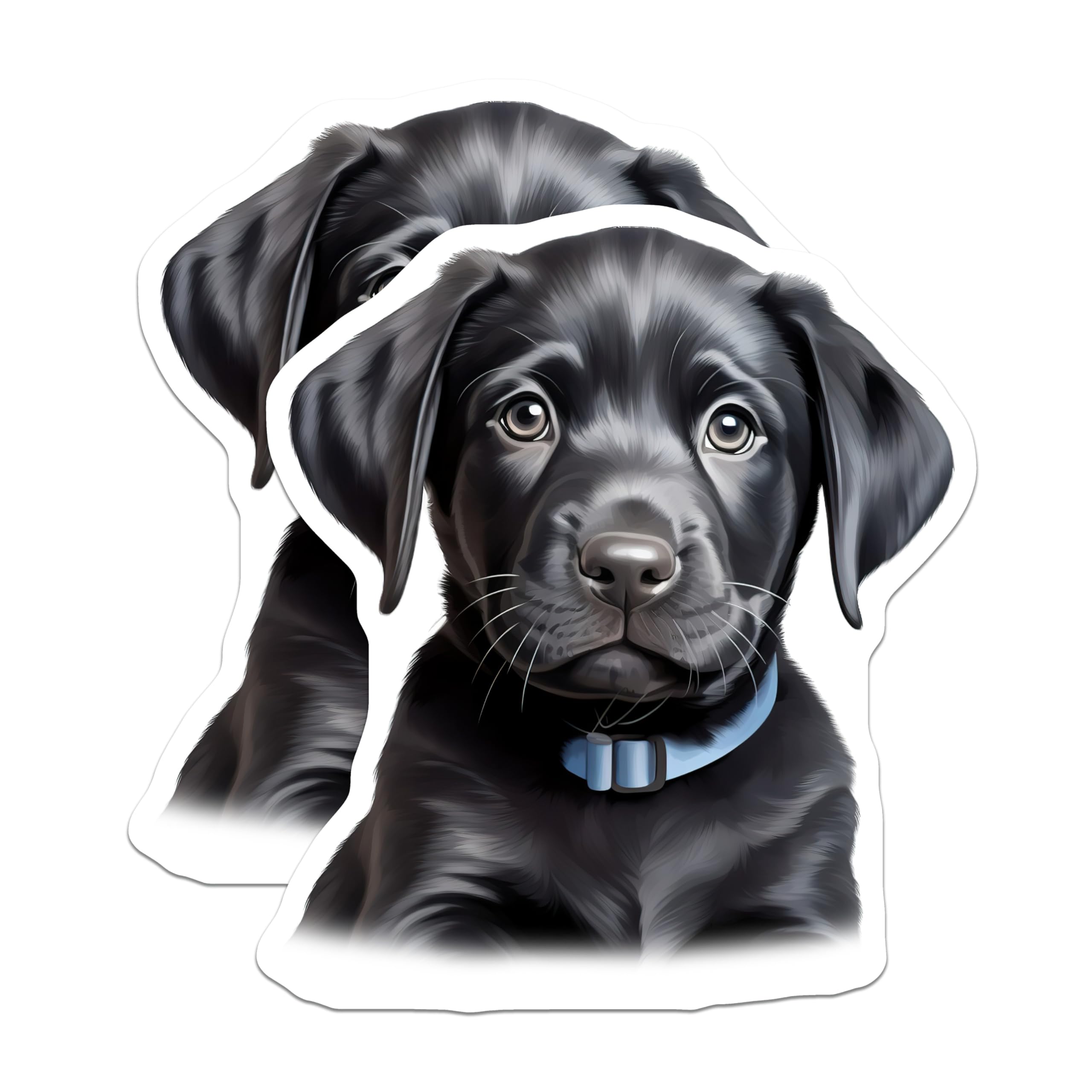 (2 Pack) Black Lab Puppy Magnets - Cute Labrador Retriever Dog Lover Collectible - Pet Owner Refrigerator Decor - 5 Inches On Longest Side - Thick Durable Magnet - Made in USA - MAG25078
