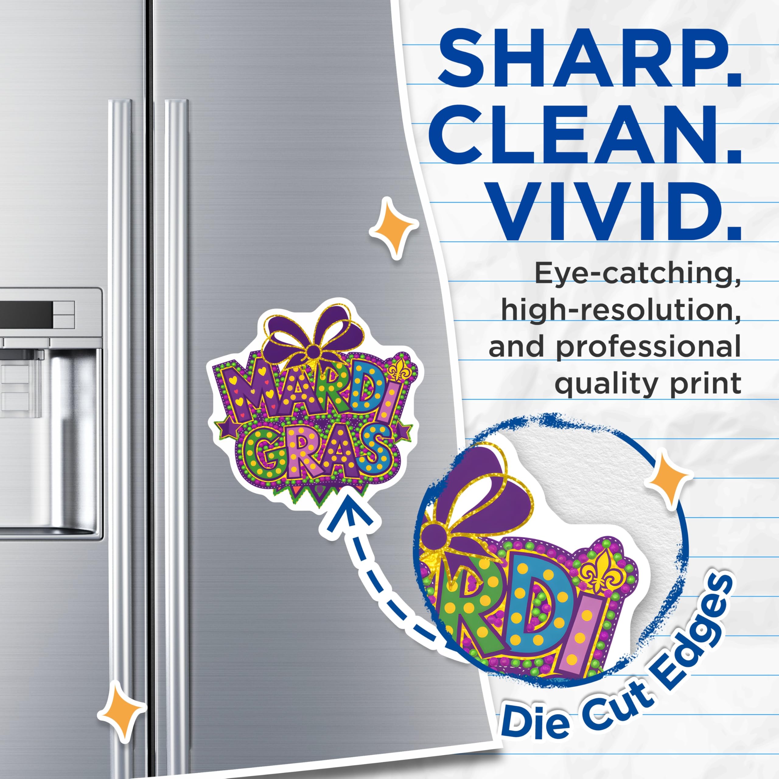 (2 Pack) Mardi Gras Magnets - Holiday Carnival Decor - Party Refrigerator Magnets - 5" On Longest Side - Premium Magnet - for Cars, Refrigerators, Toolboxes, Lockers - Made in USA - MAG14360