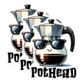 (3 Pack) Pothead Coffee Decals - Funny Coffee Lover - Moka Pot Laptop Decals - 3 Inches On Longest Side - Easy Peel & Apply - Made in USA - 3MCS2063