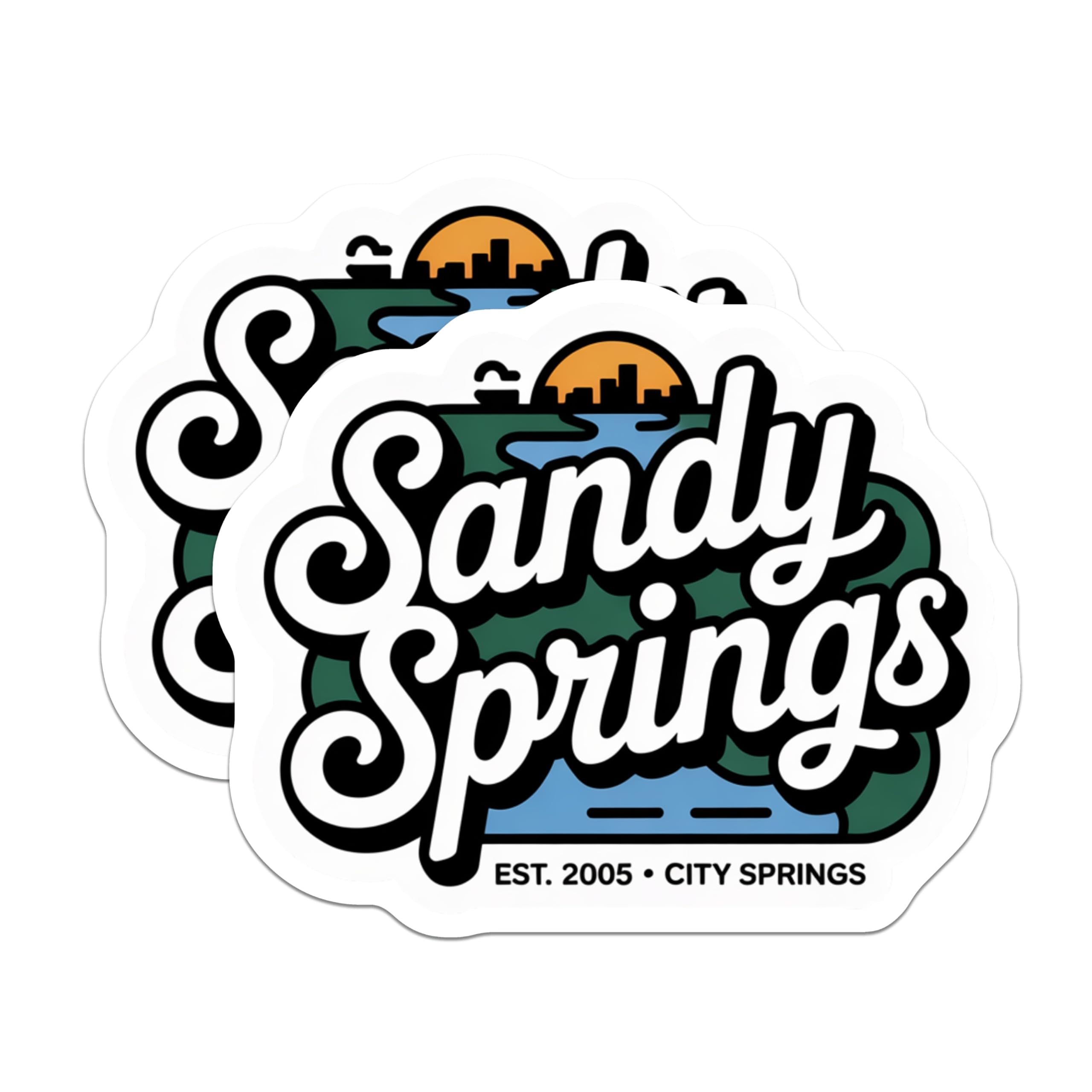 (2 Pack) Sandy Springs Magnets - Georgia Souvenir - City Skyline Decor - 5" On Longest Side - Premium Magnet - for Cars, Refrigerators, Toolboxes, Lockers - Made in USA - MAG17718