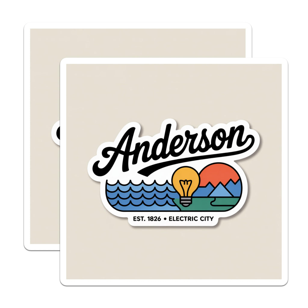 (2 Pack) Anderson Indiana Magnets - Retro Electric City Decor - Hometown Souvenir Magnet - 5" On Longest Side - Premium Magnet - for Cars, Refrigerators, Toolboxes, Lockers - Made in USA - MAG18232