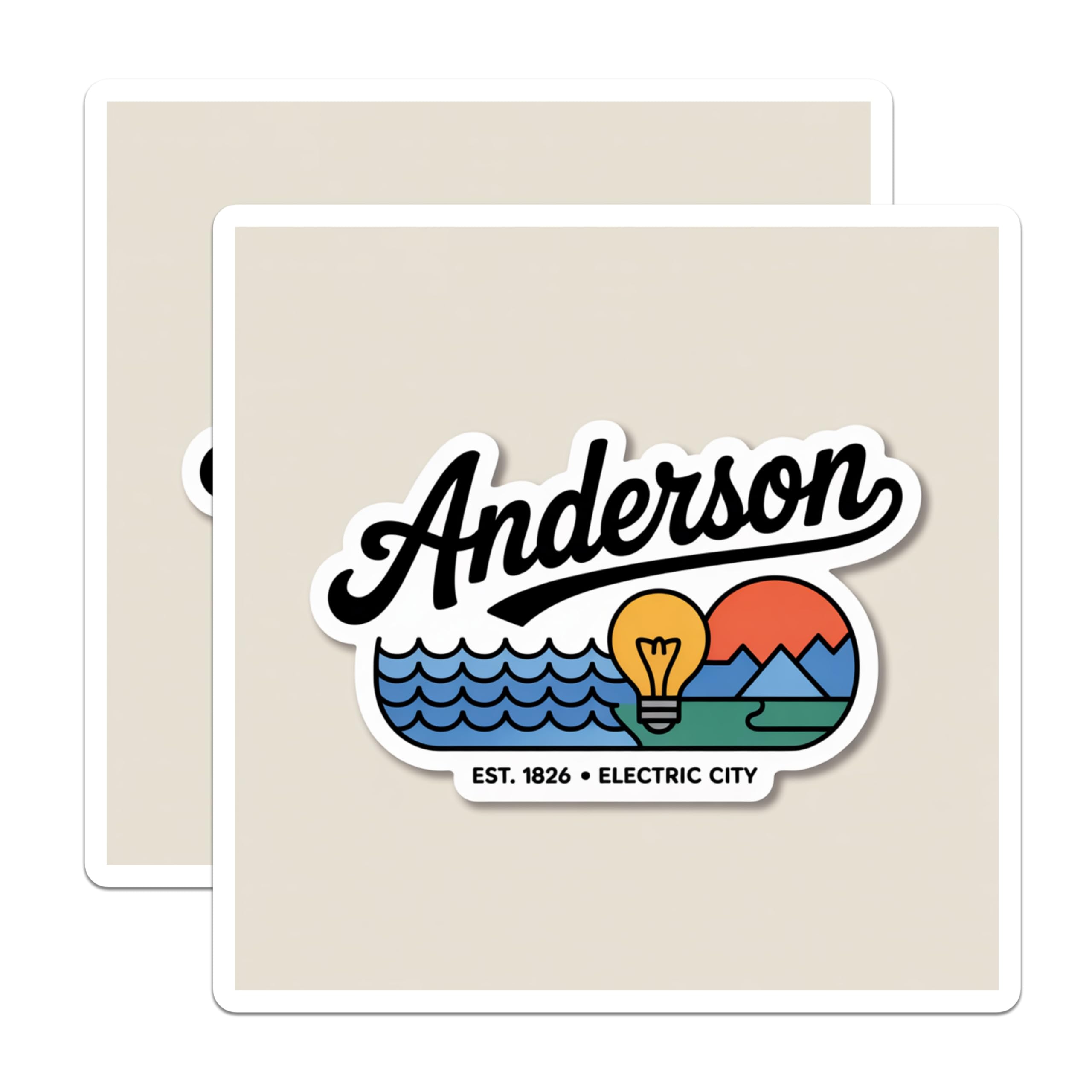 (2 Pack) Anderson Indiana Magnets - Retro Electric City Decor - Hometown Souvenir Magnet - 5" On Longest Side - Premium Magnet - for Cars, Refrigerators, Toolboxes, Lockers - Made in USA - MAG18232