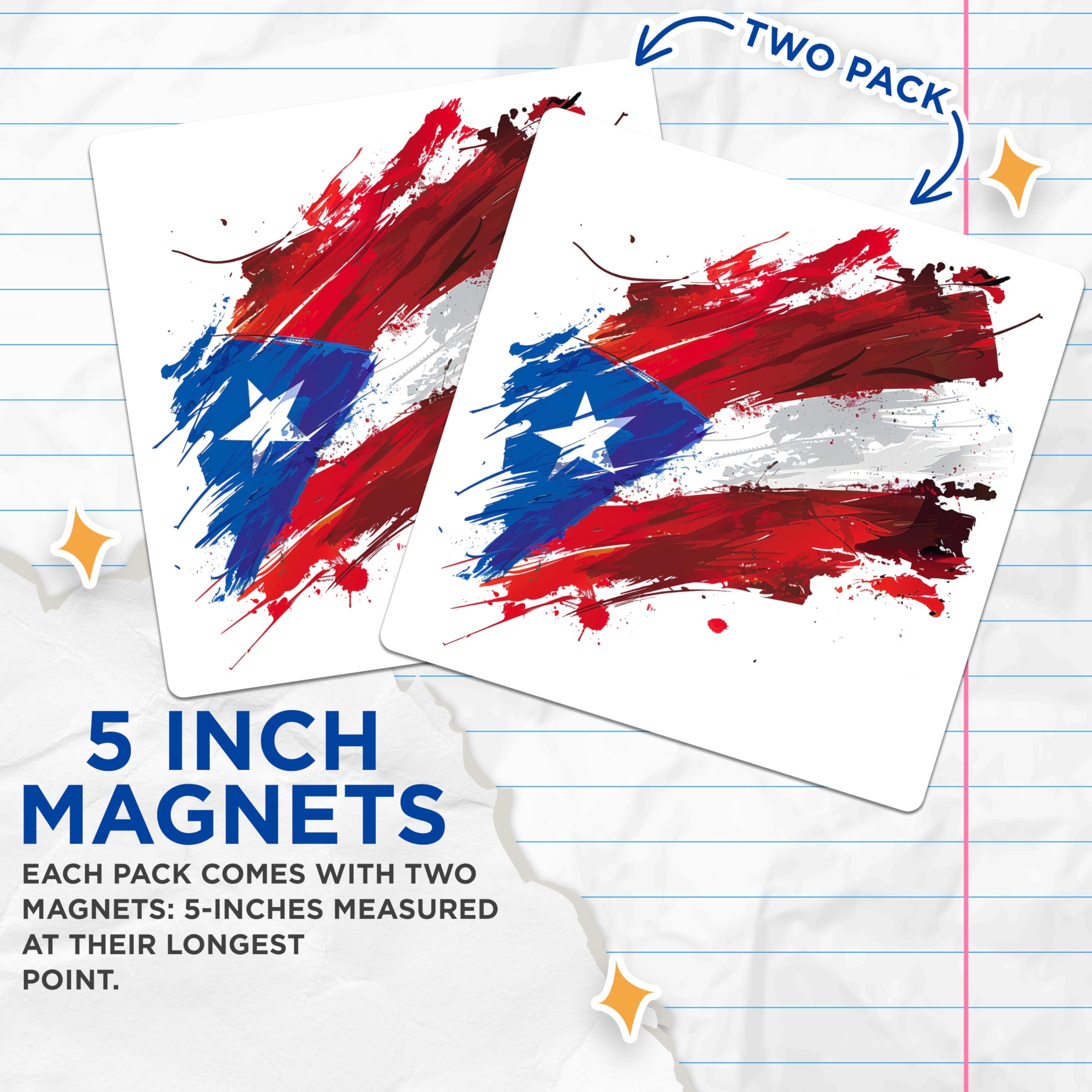 (2 Pack) Chile Flag Magnets - Chilean Pride Decor - Artistic Grunge Style Souvenirs - 5" On Longest Side - Premium Magnet - for Cars, Refrigerators, Toolboxes, Lockers - Made in USA - MAG14621