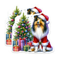(2 Pack) Christmas Collie Magnets - Santa Dog Holiday Decor - Festive Pet Lover Refrigerator Kitchen Decoration - 5 Inches On Longest Side - Thick Durable Magnet - Made in USA - MAG26807