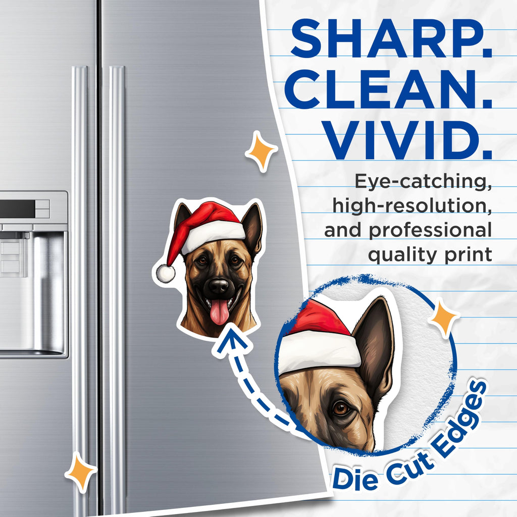 (2 Pack) Christmas Dog Magnets - Santa Hat Dog - Holiday Pet Decor - 5 Inches On Longest Side - Thick Durable Magnet - Made in USA - MAG29732