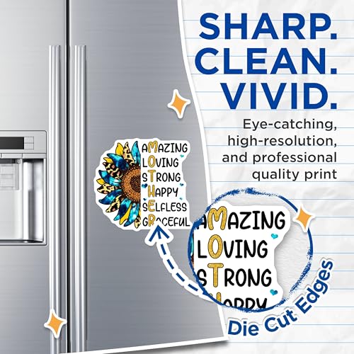 (2 Pack) Amazing Loving Strong Mother Magnets - Happy Selfless Graceful - Floral Design - Inspirational Home Decor - 5" On Longest Side - for Cars, Fridges, Toolboxes - Made in USA - MAG6785