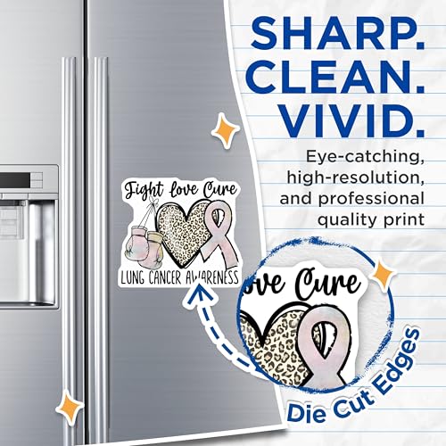 (2 Pack) Fight Love Cure Magnets - Lung Cancer Awareness - Boxing Gloves Heart Ribbon - 5" On Longest Side - for Cars, Fridges, Toolboxes - Made in USA - MAG4290