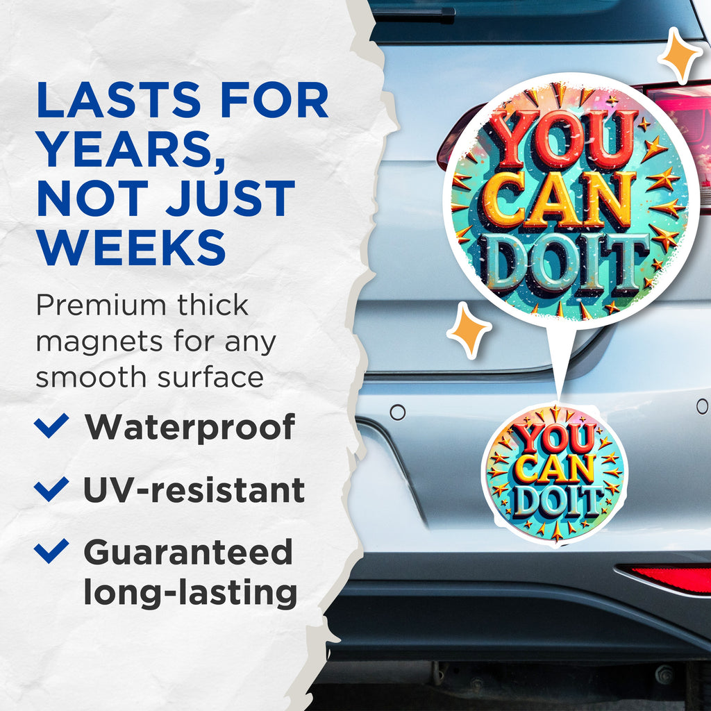 (2 Pack) You Can Do It Magnets - Motivational Fridge - Inspirational Positive Affirmation - Encouragement for Student - 5 Inches On Longest Side - Thick Durable Magnet - Made in USA - MAG36286
