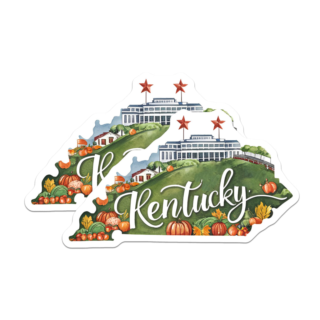 (2 Pack) Kentucky Stickers - State Pride - Illustrated Design - Kentucky State Map - Decorative Stickers - 5" On Longest Side - Sticks to Smooth Flat Surfaces - Made in USA - BMCS6293