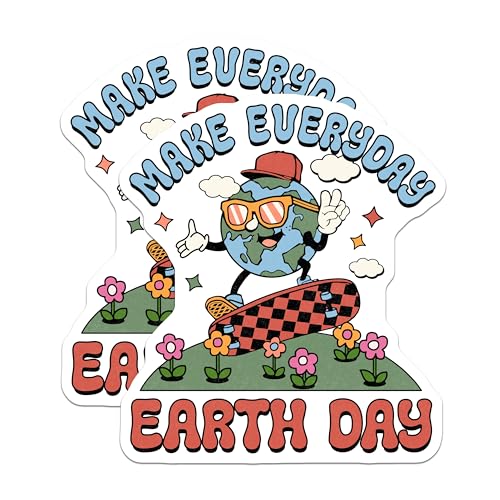 (2 Pack) Make Everyday Earth Day Magnets Magnets - Fun Earth Design - Environmental Awareness - 5" On Longest Side - Made in USA - Sticks to Refrigerators & Metal Surfaces - MAG8722