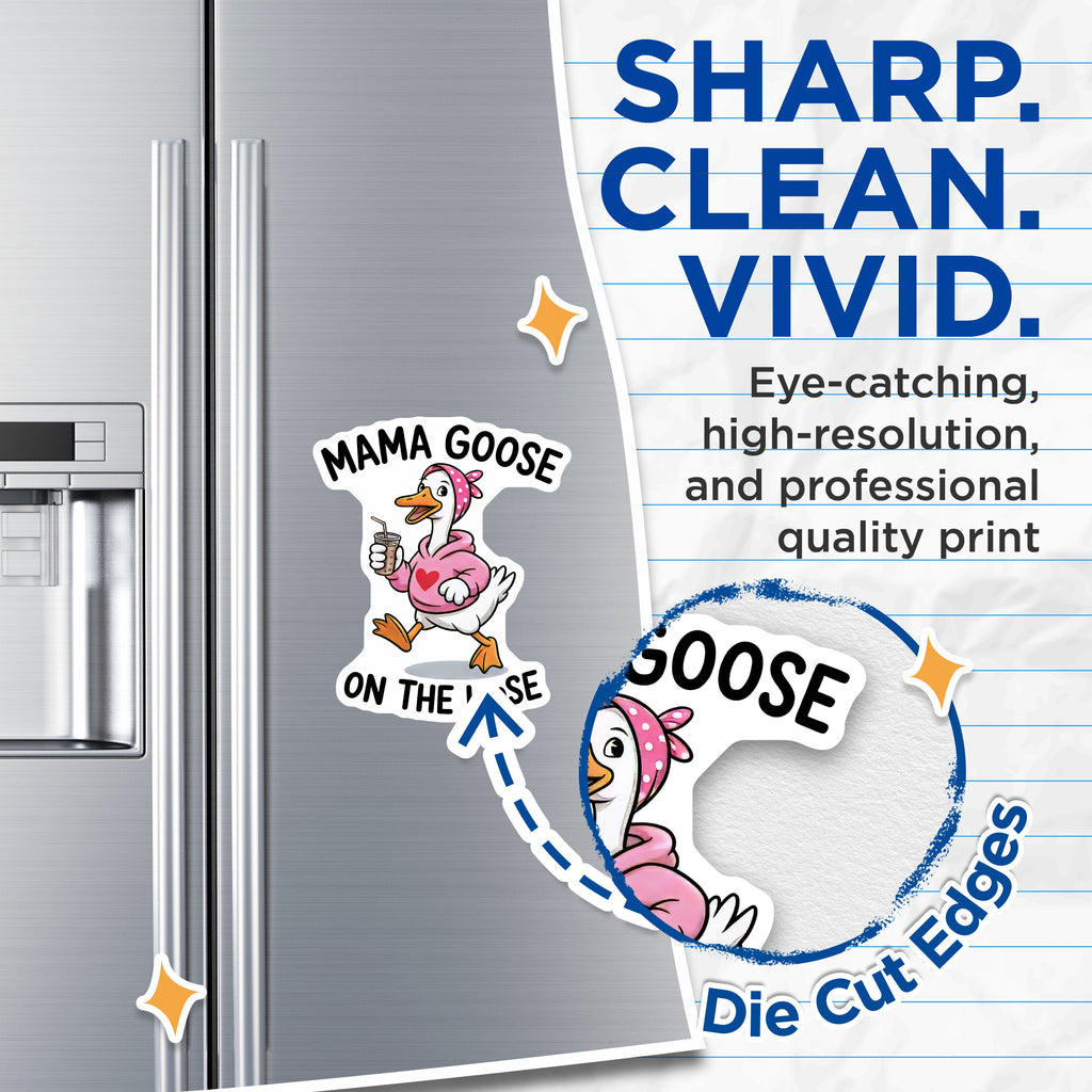 (2 Pack) Mama Goose On The Loose Magnets - Funny Mom Humor - New Mother Fridge Decor for Kitchen - 5 Inches On Longest Side - Thick Durable Magnet - Made in USA - MAG37765