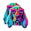 (2 Pack) Rainbow Dog Stickers - Colorful Dog Decal - Bright Canine Art Stickers - 5" On Longest Side - Sticks to Smooth Flat Surfaces - Made in USA - BMCS7241