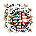 (2 Pack) Bright Stars Brave Hearts Stickers - Peace Sign USA Flag Stickers - Inspirational Patriotic Stickers - 5" On Longest Side - Sticks to Smooth Flat Surfaces - Made in USA - BMCS9662
