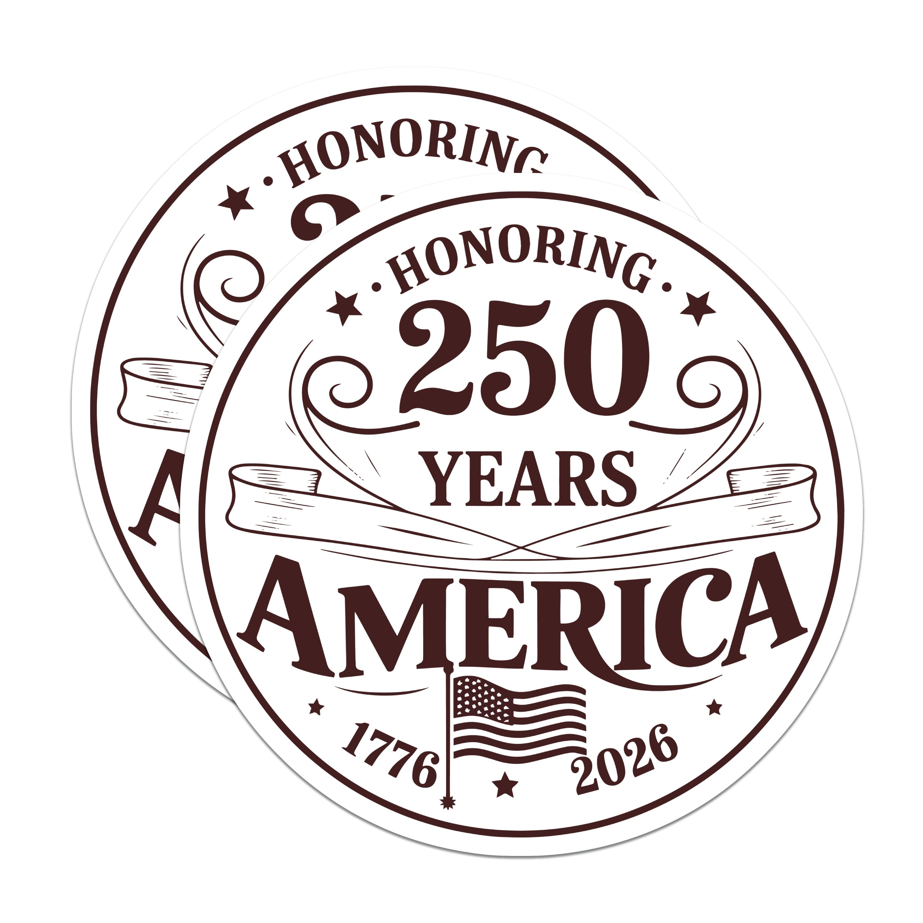 (2 Pack) 250 Years America Magnets - Commemorative Patriotic Decor - US History Souvenir - 5 Inches On Longest Side - Thick Durable Magnet - Made in USA - MAG36495