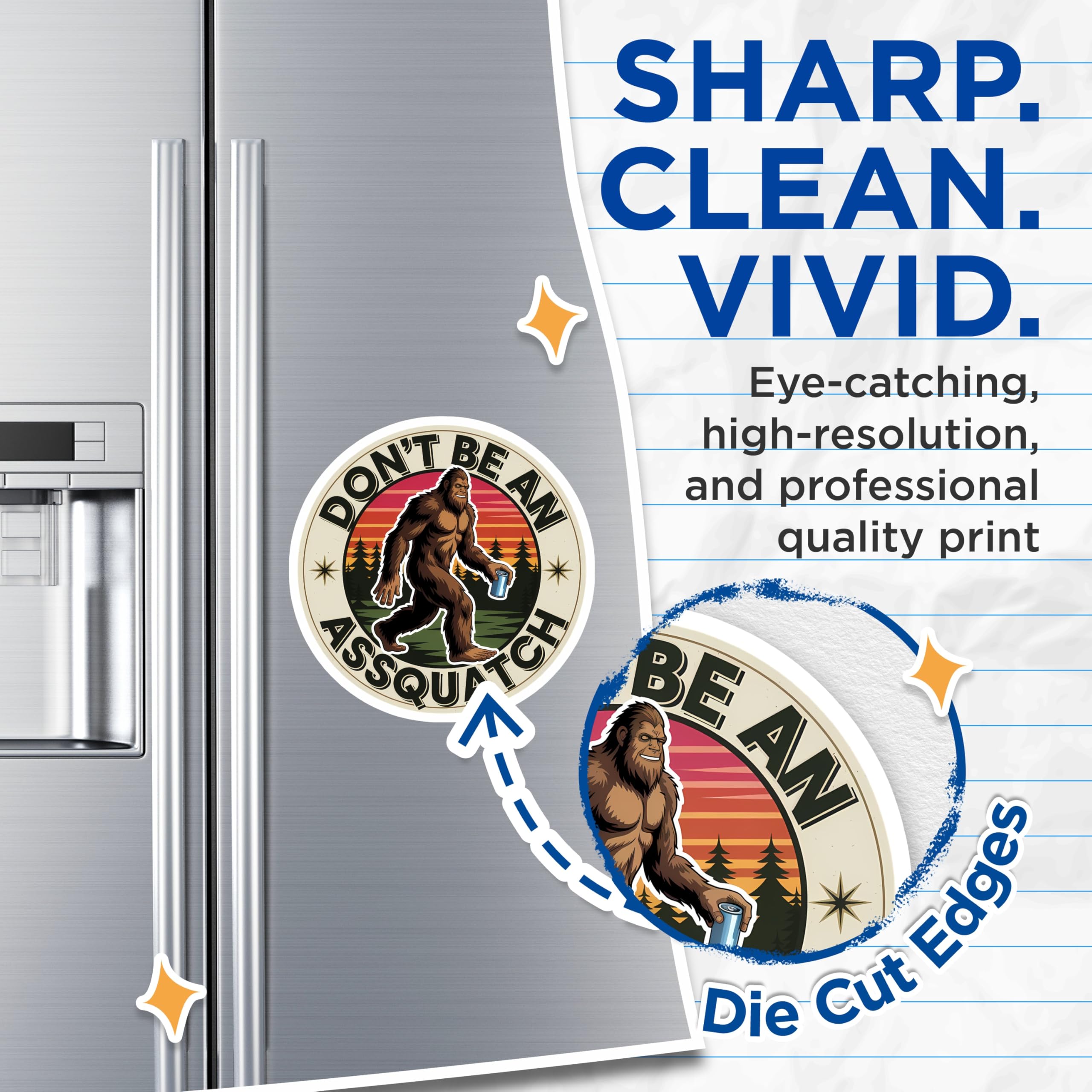 (2 Pack) Bigfoot Magnets - Funny Sasquatch Refrigerator Decor - Humorous Assquatch Cryptozoology Cabin Accessory - 5 Inches On Longest Side - Thick Durable Magnet - Made in USA - MAG23172