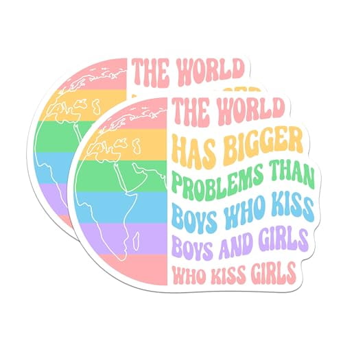 (2 Pack) The World Has Bigger Problems Than Magnets - Gay Pride LGTBQ - 5" On Longest Side - Premium Magnet - for Cars, Refrigerators, Toolboxes, Lockers - Made in USA - MAG1689