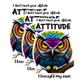 (3 Pack) Colorful Owl Decals - Attitude Quote - Laptop Decals - 3 Inches On Longest Side - Easy Peel & Apply - Made in USA - 3MCS1724