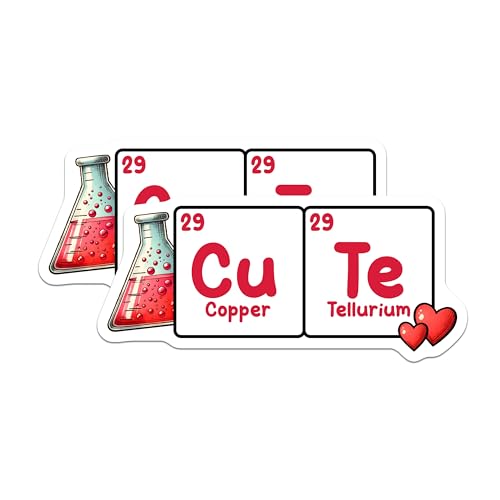 (2 Pack) Cute Copper Tellurium Magnets - Science Lover - Chemistry Decor - STEM Enthusiasts - 5" On Longest Side - for Cars, Fridges, Toolboxes - Made in USA - MAG8024