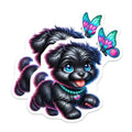 (2 Pack) Cute Puppy Stickers - Dog with Butterfly - Colorful Pet Stickers - 5" On Longest Side - Sticks to Smooth Flat Surfaces - Made in USA - BMCS9602