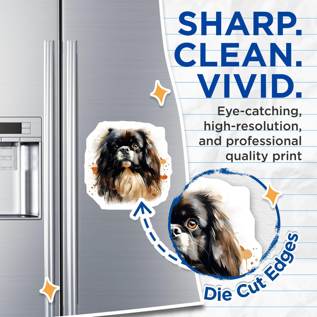 (2 Pack) Pekingese Dog Magnets - Watercolor Pet Art - Dog Lover Fridge Decor - 5 Inches On Longest Side - Thick Durable Magnet - Made in USA - MAG26253
