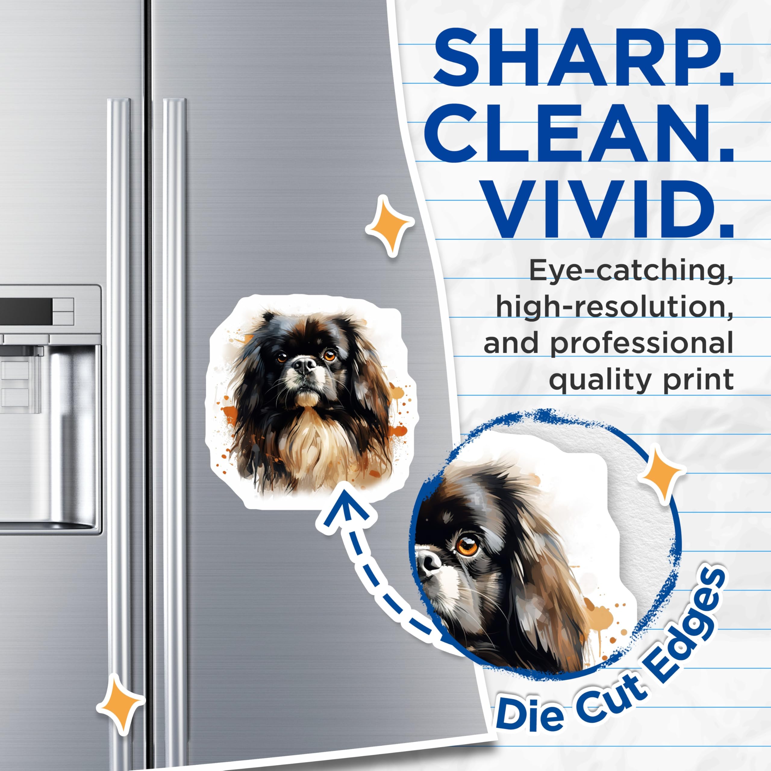 (2 Pack) Pekingese Dog Magnets - Watercolor Pet Art - Dog Lover Fridge Decor - 5 Inches On Longest Side - Thick Durable Magnet - Made in USA - MAG26253